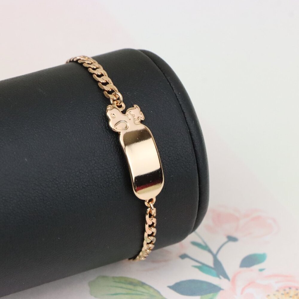 "Rose Gold Bracelet with Cute Bear Charm, Adjustable Chain Design, XPBL1150
